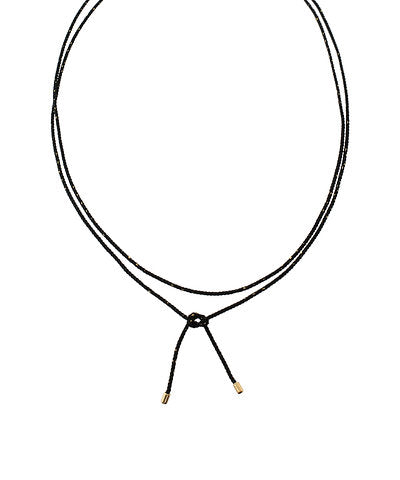 End Bar Metalic Lariat Cord Necklace