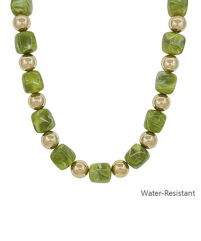 Square and Bead Necklace