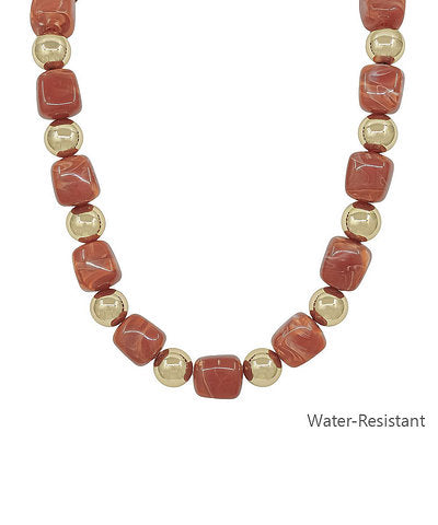 Square and Bead Necklace