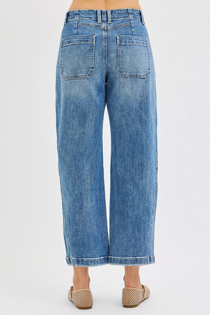 Risen Crop Barrel Denim