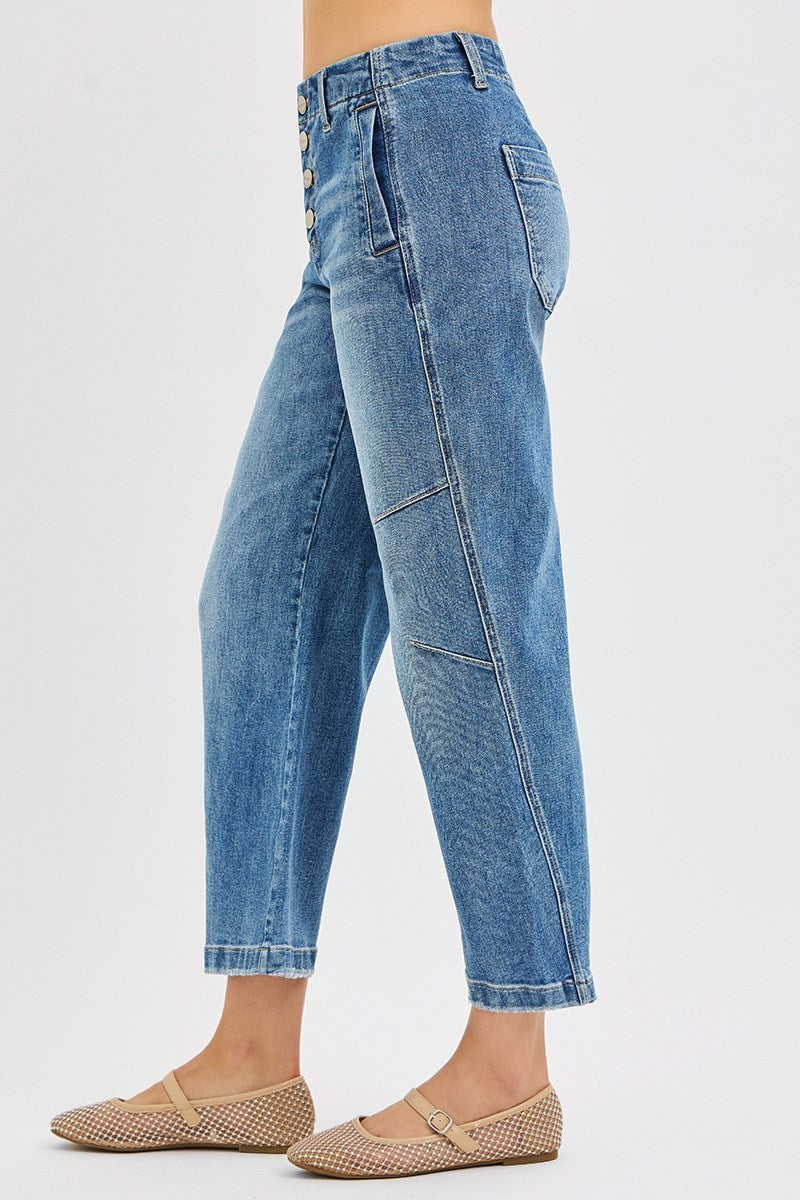 Risen Crop Barrel Denim