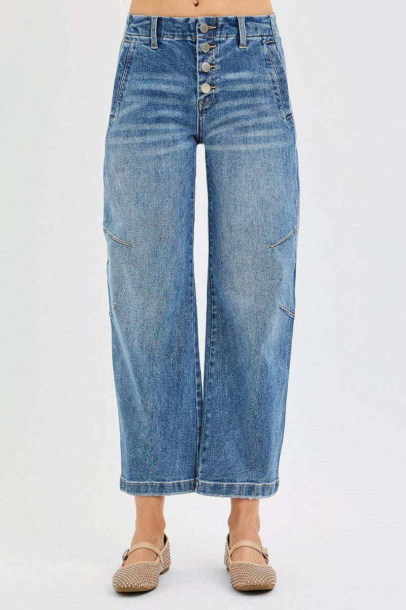 Risen Crop Barrel Denim