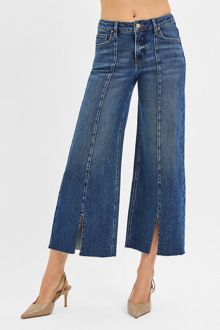 The Downtown Split-Hem Denim Dark Wash