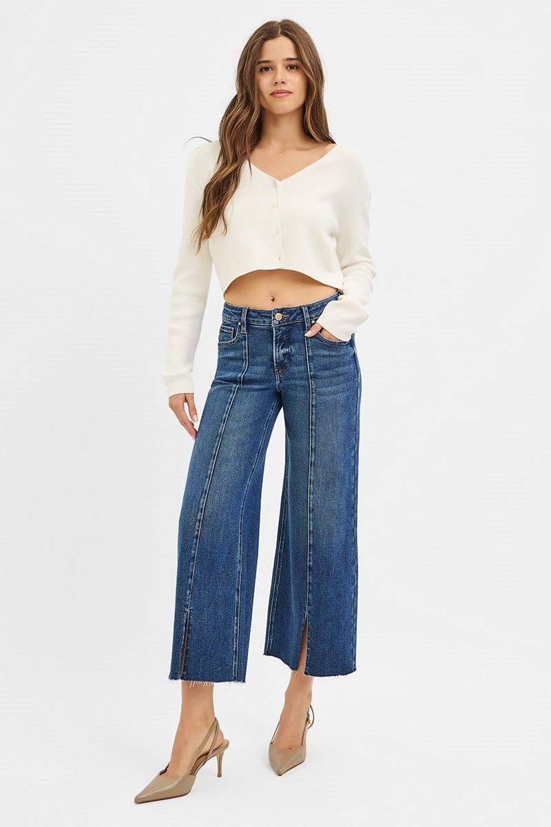 The Downtown Split-Hem Denim Dark Wash