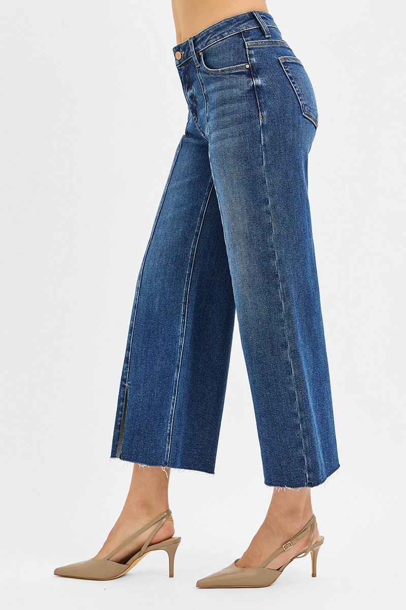 The Downtown Split-Hem Denim Dark Wash