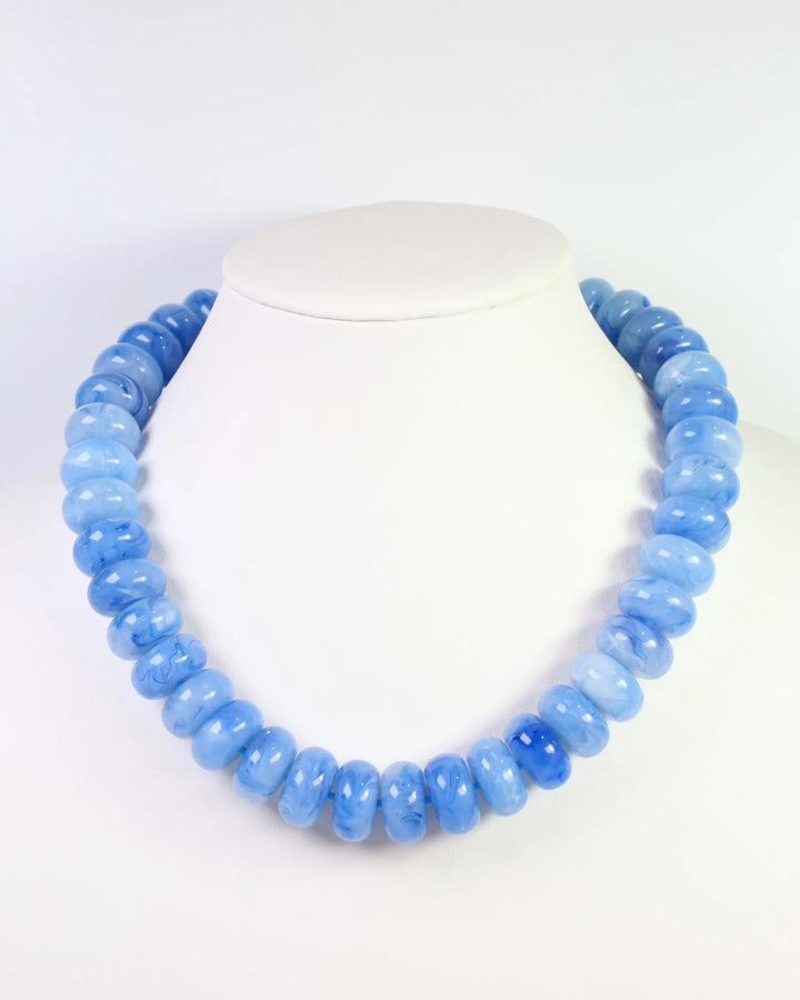 Pipestone Marble Beaded Necklace Blue