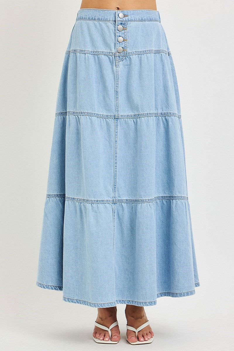 HIGH RISE RUFFLE LONG SKIRT