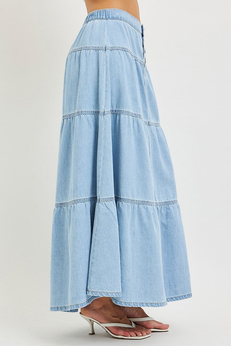 HIGH RISE RUFFLE LONG SKIRT