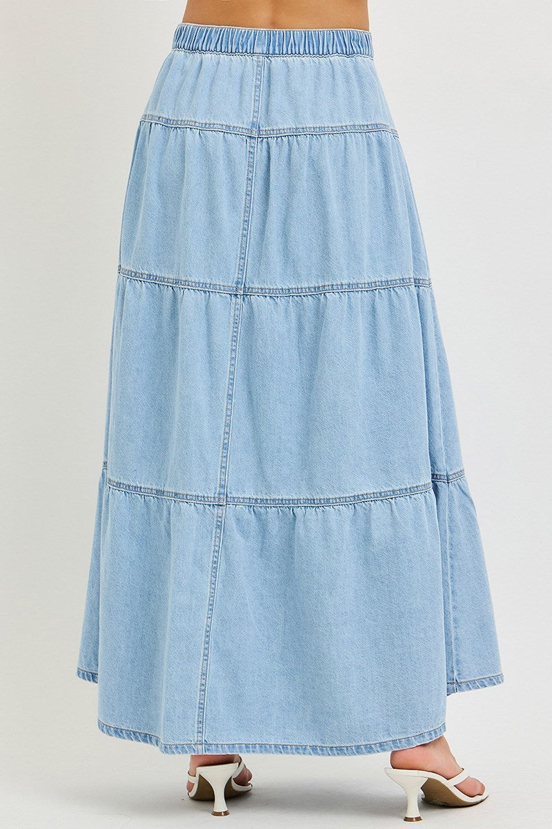 HIGH RISE RUFFLE LONG SKIRT