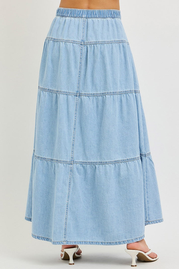 HIGH RISE RUFFLE LONG SKIRT