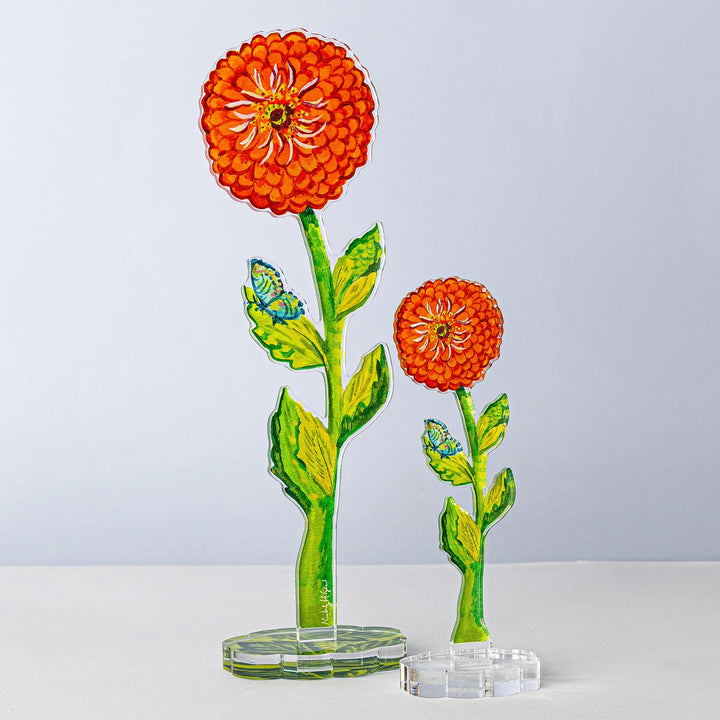 Red Zinnia Acrylic Floral/LG /Stand sold separately.