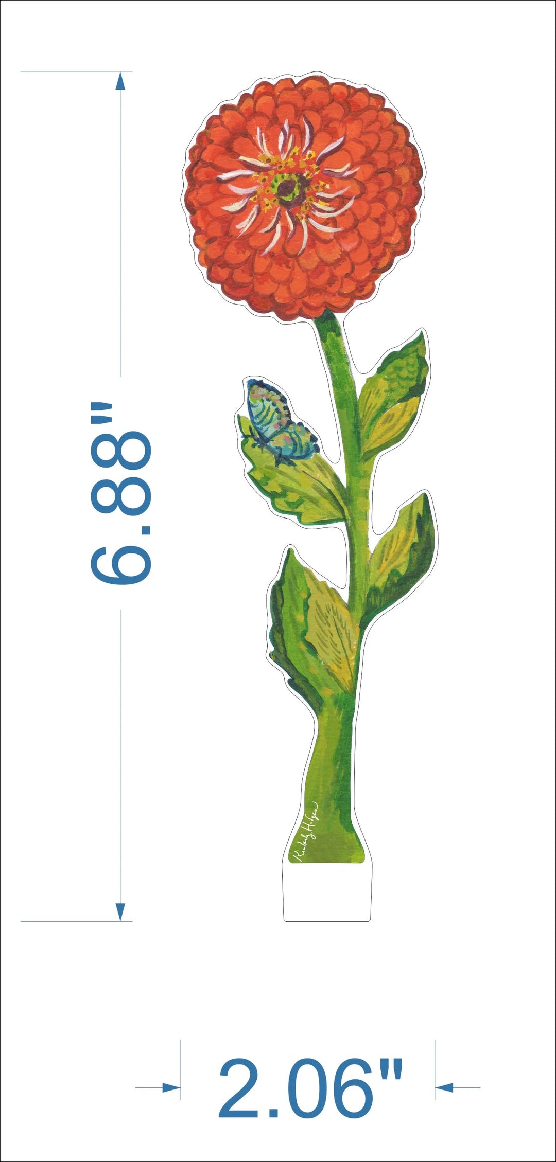 Red Zinnia Acrylic Floral/LG /Stand sold separately.