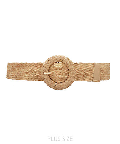 PLUS SIZE: Circle Buckle Straw Belt