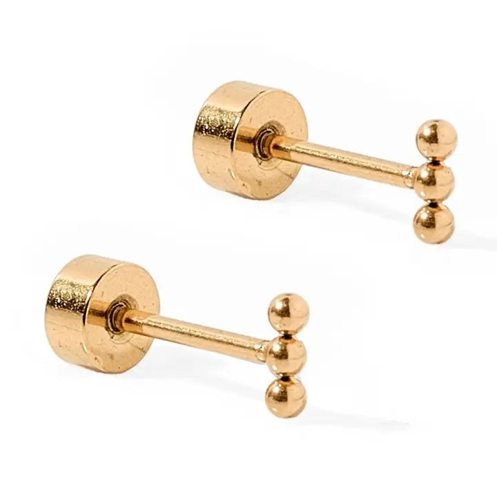 Micro Tally Gold Screwback Stud Earrings