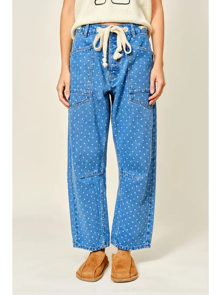 The Dot Denim Barrel Pant