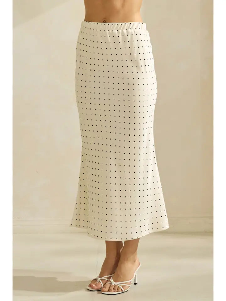 Polka Dot Dull Satin Skirt