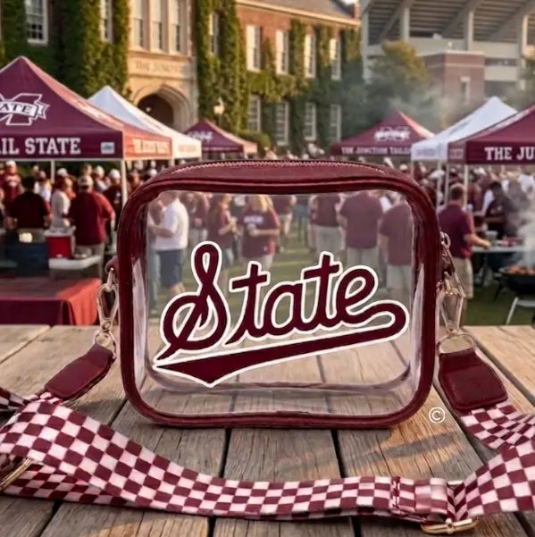 Mississippi State Maroon Clear Crossbody Bag