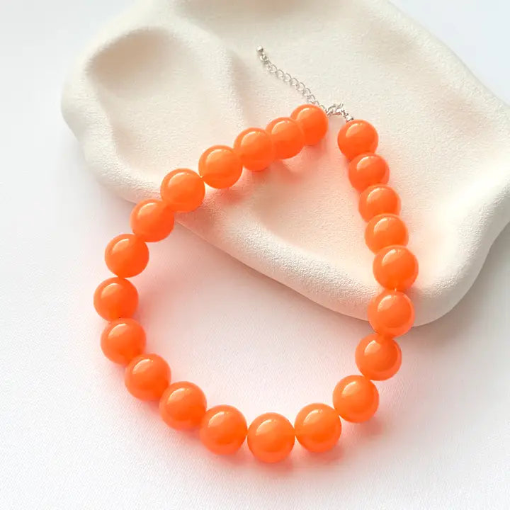 Chunky Beaded Necklace Orange