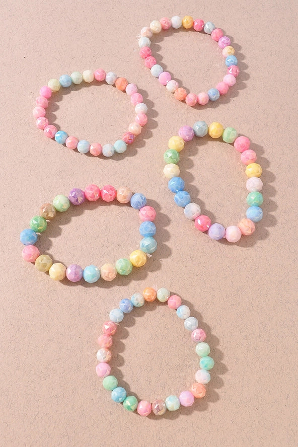 Multicolor Crystal Beaded Bracelet Set