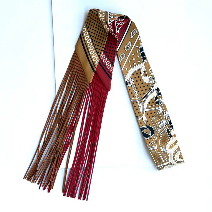 Fringe Scarf Horsebit Mustard Red