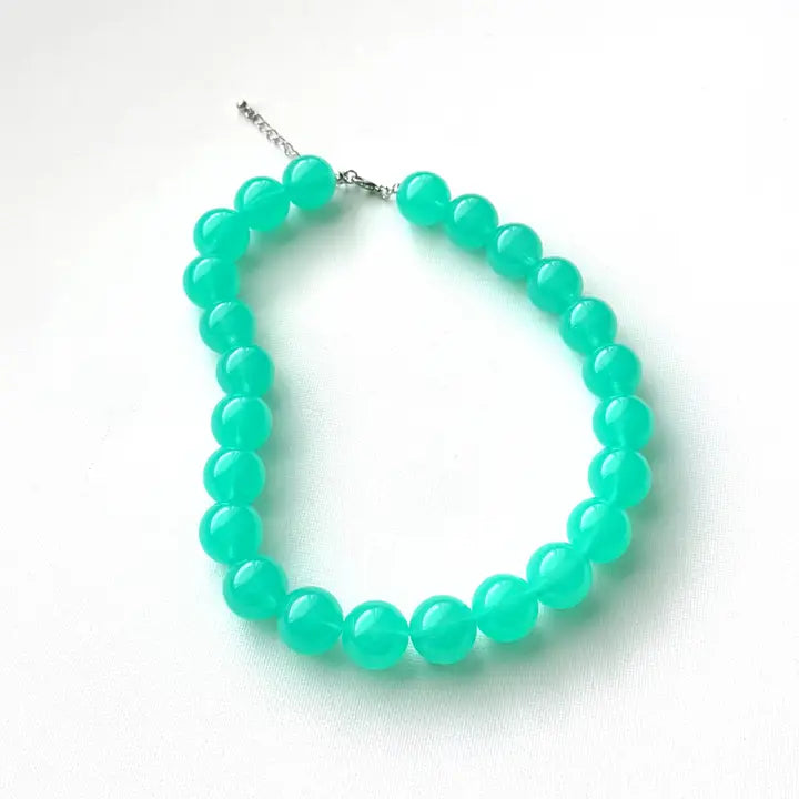 Chunky Beaded Necklace Teal