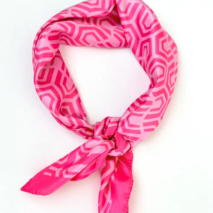 Neck Scarf | Geometric Print Pink