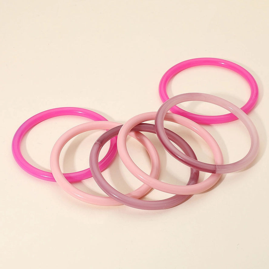 6PCS - Stackable Resin Bangle Multi Layered Bracelets