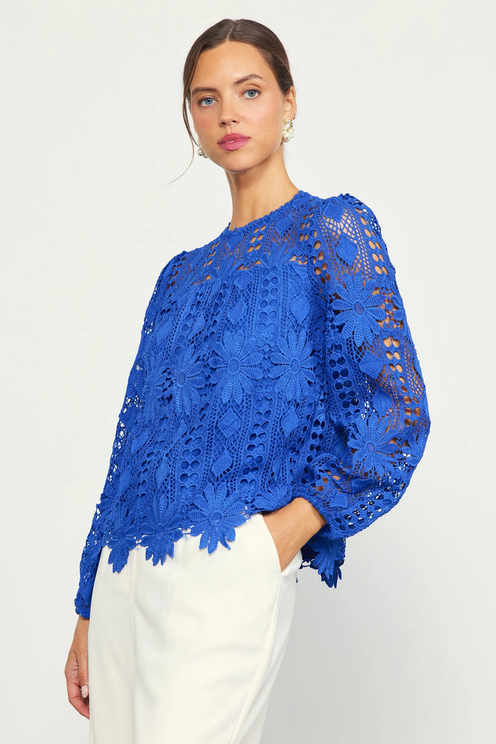 Eyelet Lace Long Sleeve Blouse