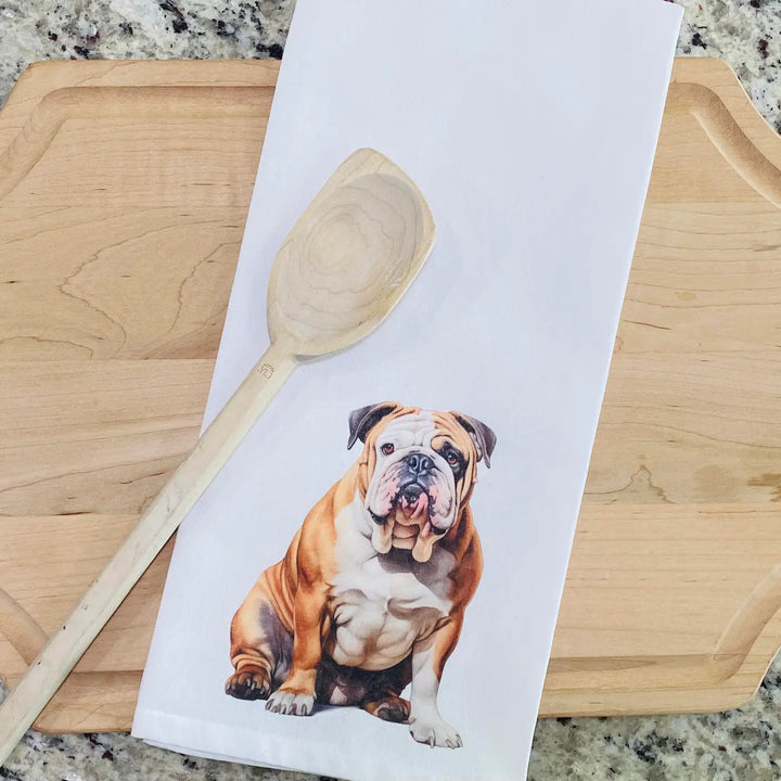 Sitting Bulldog Tea Towel