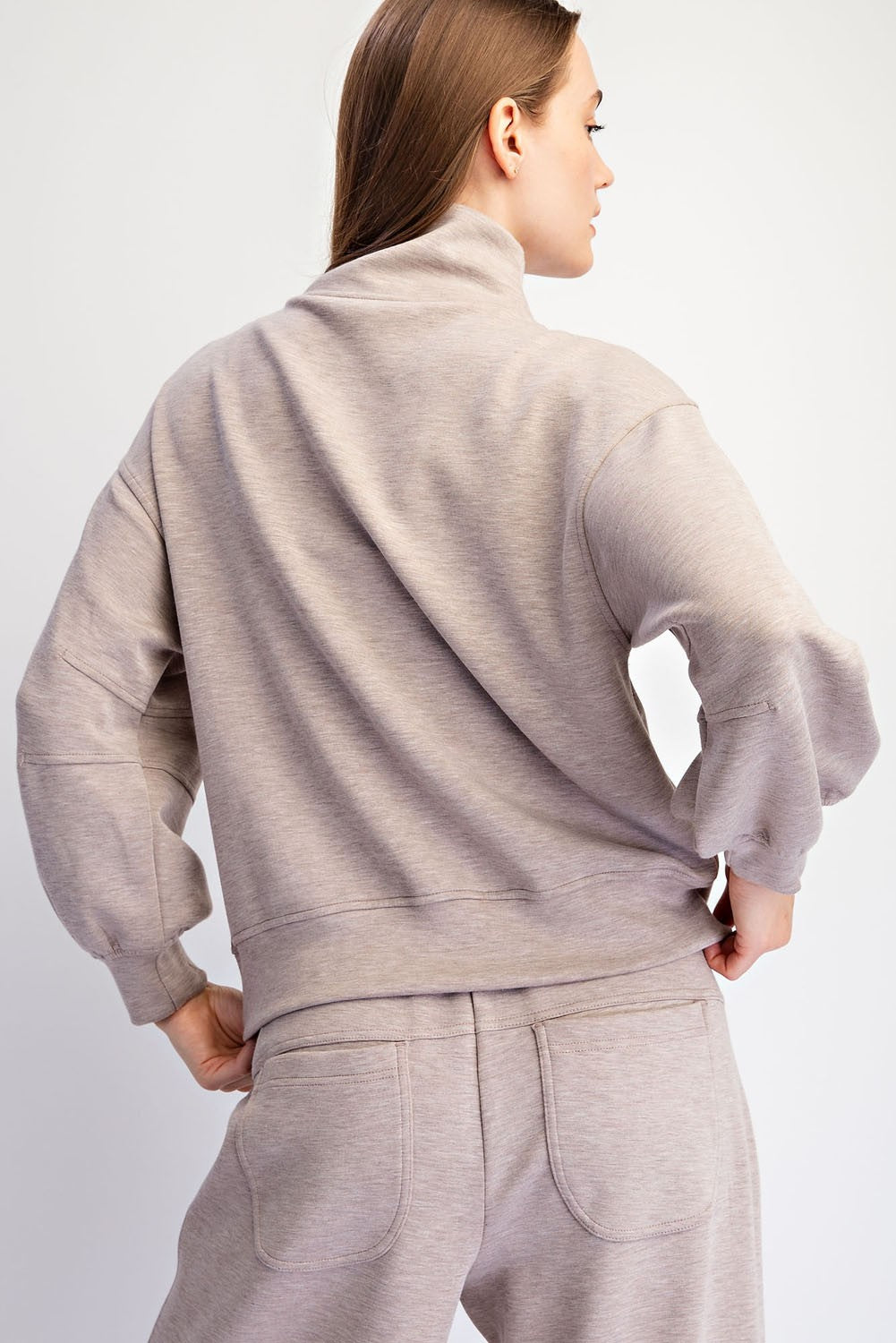 Modal Scuba Quarter Zip Barrel Set Taupe