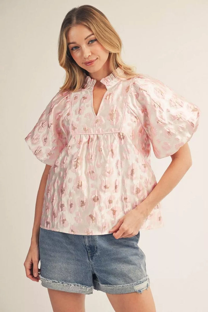Blushing Petals Jacquard Top