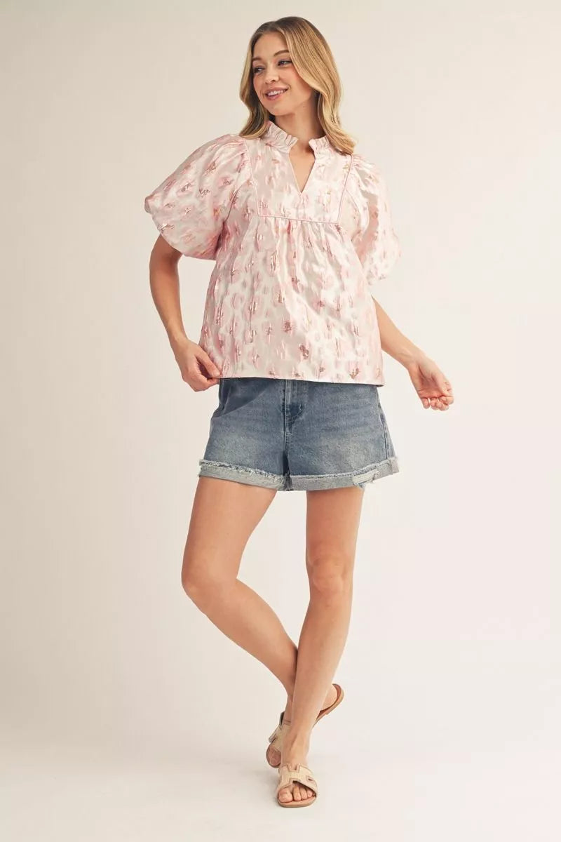 Blushing Petals Jacquard Top