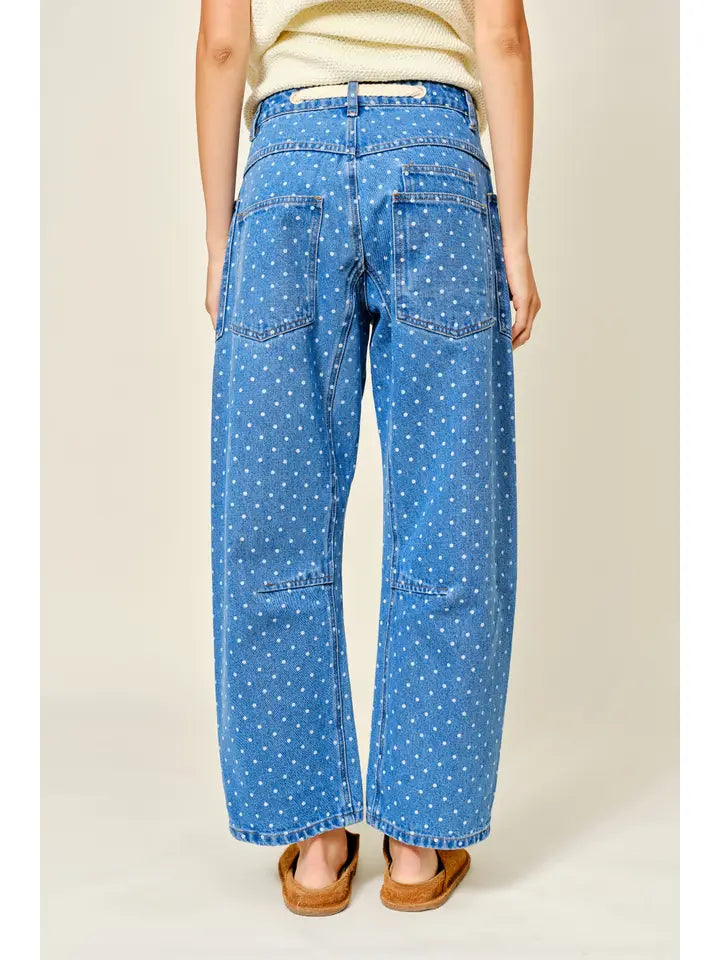 The Dot Denim Barrel Pant