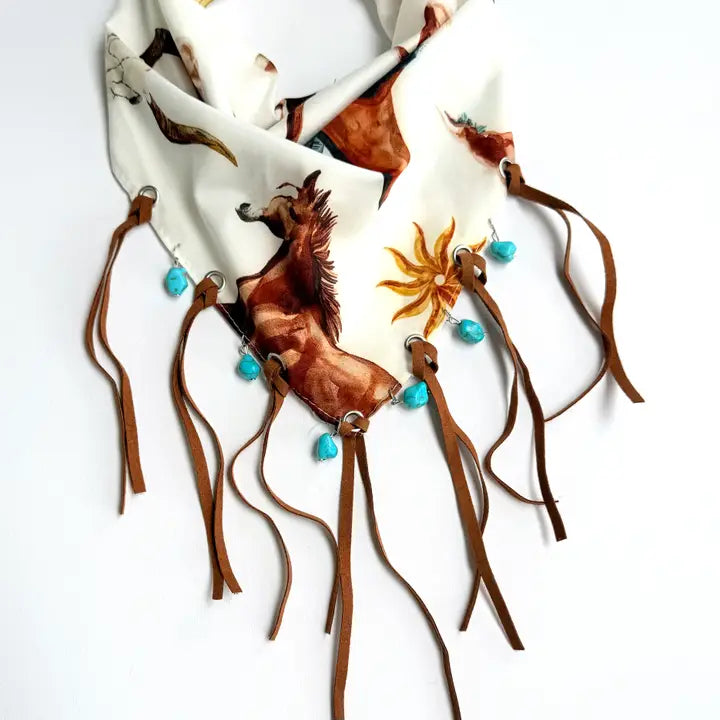 Western Bandana Neck Scarf with Charms