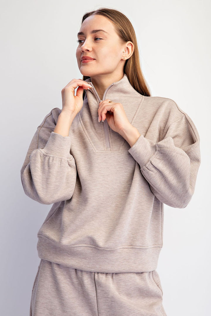 Modal Scuba Quarter Zip Barrel Set Taupe