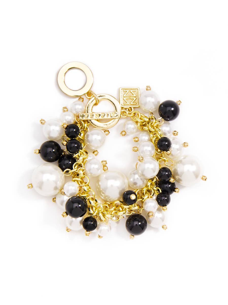 Pearl Cluster Bracelet On Gold Chain: Pearl