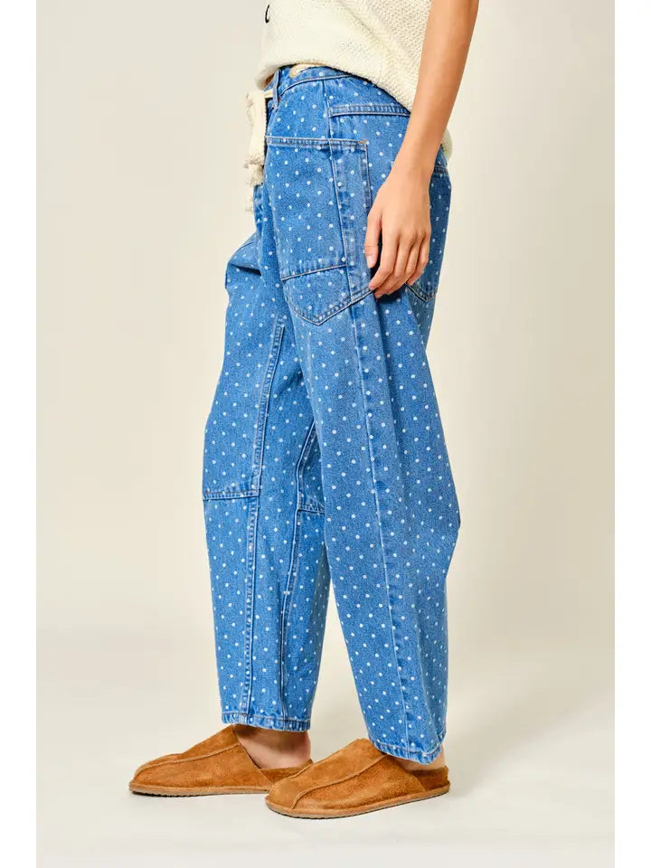 The Dot Denim Barrel Pant