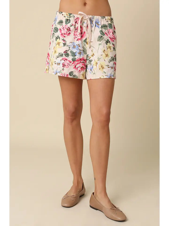 Aisha Floral Pull-On Shorts