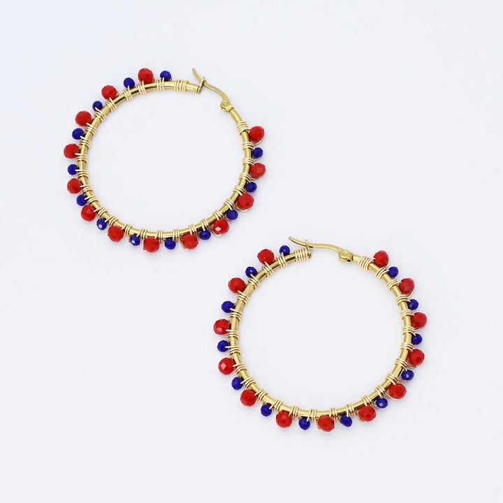 Red/Blue Beaded Hoop