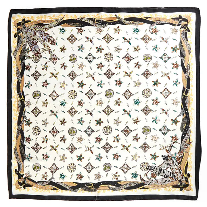 Feather and Belt Print Scarf
