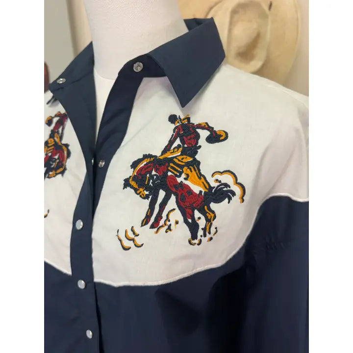 Pearl Snap Embroidered Top