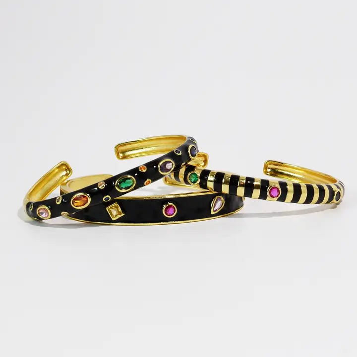 Black Confetti Bangle Set