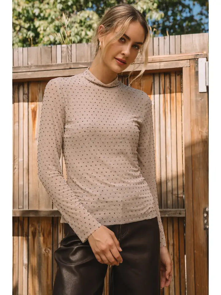 Embellished Mesh Top