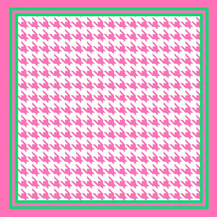 Houndstooth Pattern Printed Square Silky Satin Scarf Shawl Pink