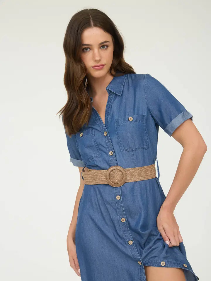 THE CHAMBRAY BELTED DRESS