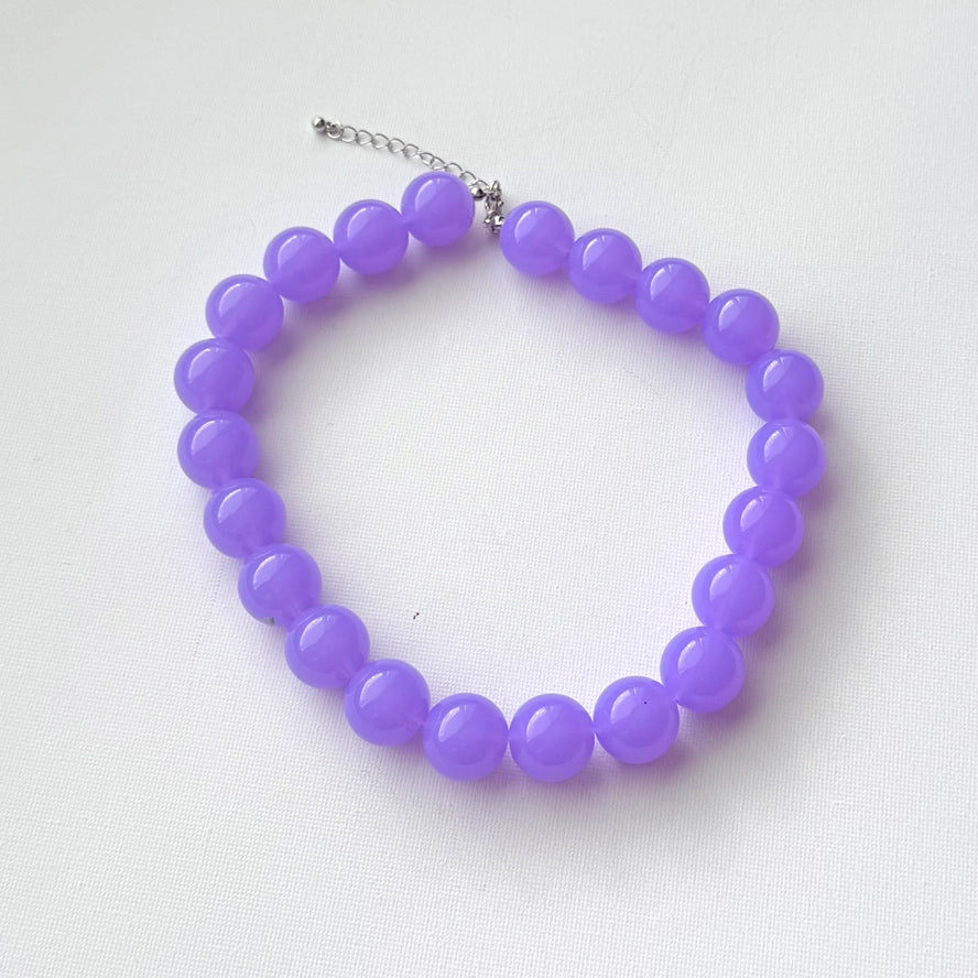 Chunky Beaded Necklace Purple