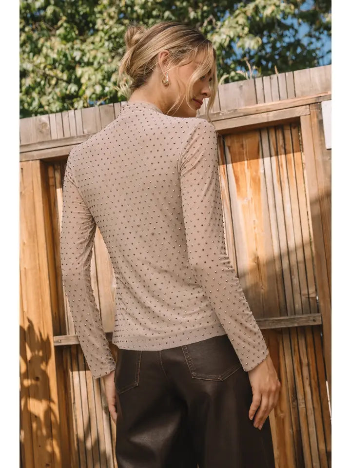 Embellished Mesh Top