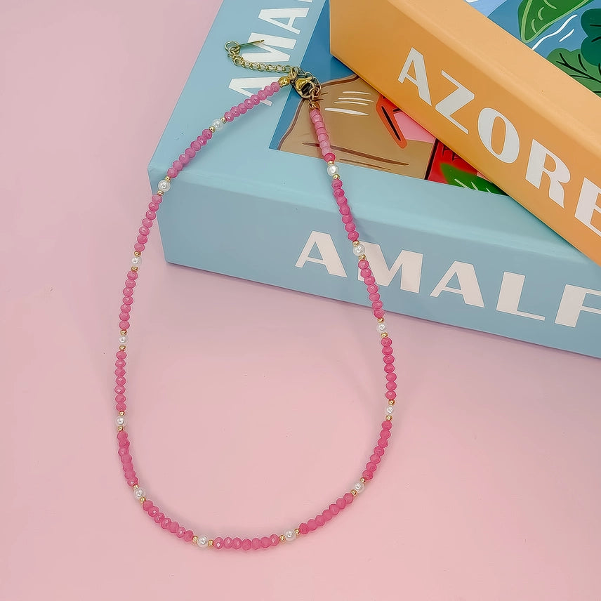 Beads Pearl Necklace/Pink