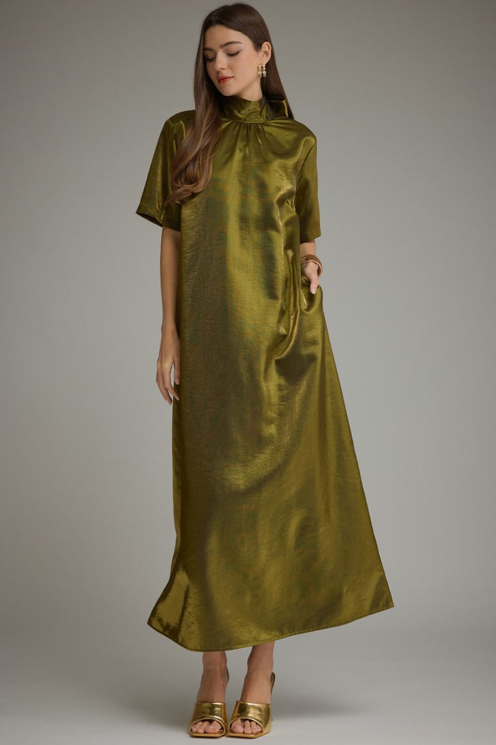 Golden Hour Metallic Maxi Dress front