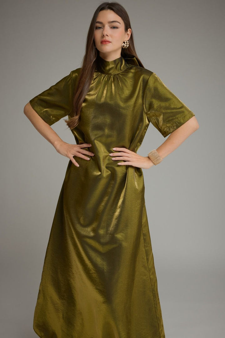 Golden Hour Metallic Maxi Dress front detail